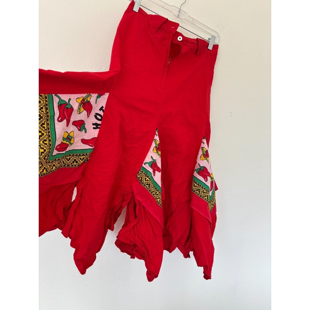 Circle T Skirt 13/14 Red Handkerchief Kitsch Rockabilly Folk Chili Peppers Dance - Picture 8 of 16